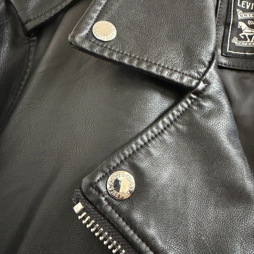 Levi's Black Vegan Leather Belted Moto Jacket - Picture 7 of 13